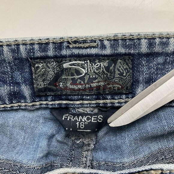 Silver Jeans Womens Blue Distressed Frances 18" Stretch Denim Pocket Boot Cut - Picture 5 of 16